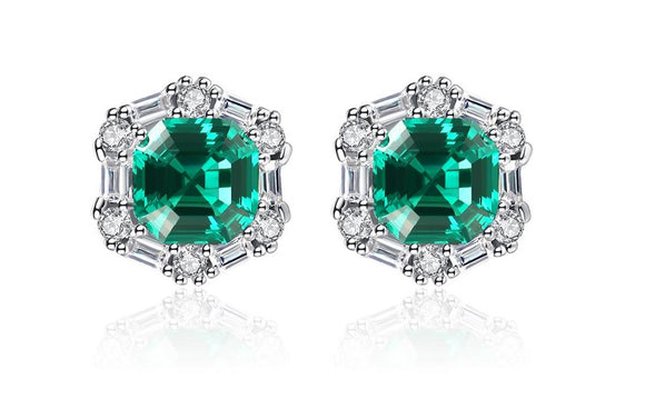 asscher emerald earring